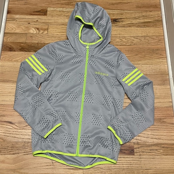 Adidas Kids Gray and Neon Green Raincoat size medium - Picture 1 of 5
